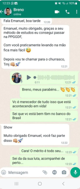 Depoimento de aluno sobre preparação para concurso