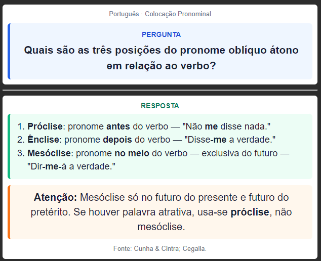 Exemplo de flashcard formatado para memorização